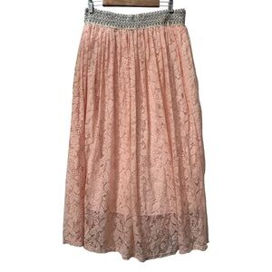 Peach Lace A-line Midi Skirt size XL Pastel babycore